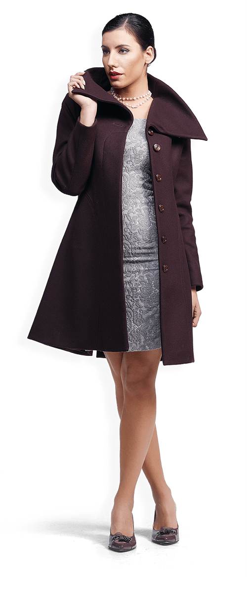 Дамско вълнено палто в бордо