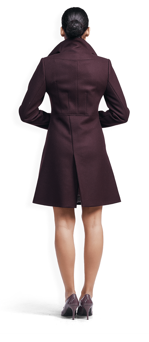 Дамско вълнено палто в бордо