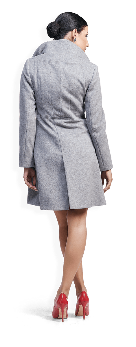 Дълго вълнено палто с голяма яка