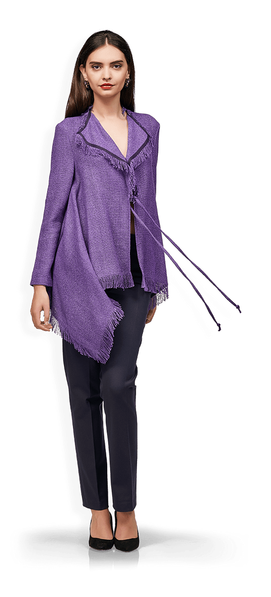 Асиметрична жилетка и тъмносин панталон