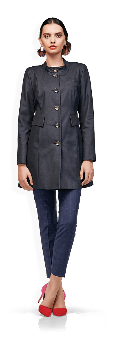 Тъмносиньо манто с изчистен дизайн