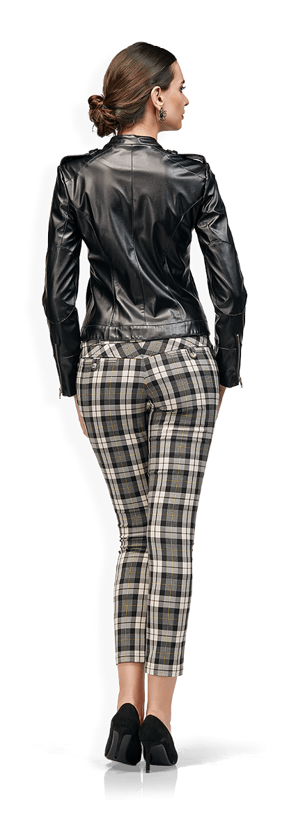 Яке от екокожа и кариран панталон