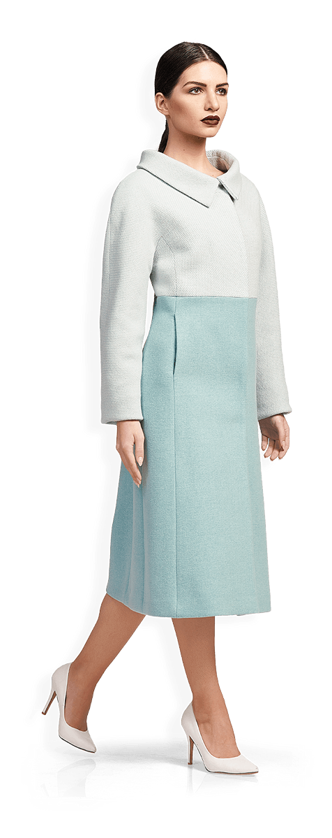 Дълго вълнено палто в резеда