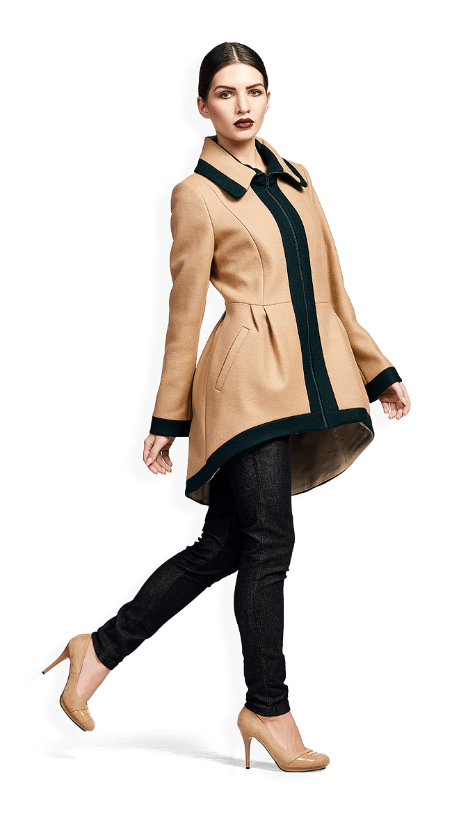 Асиметрично вълнено палто