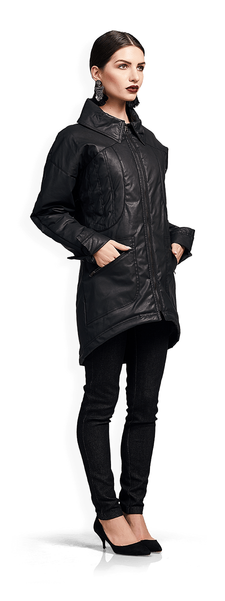 Зимно яке с реглан ръкав в черно