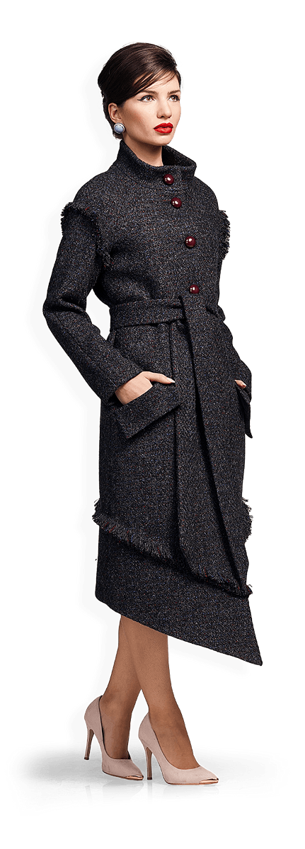 Дълго асиметрично вълнено палто