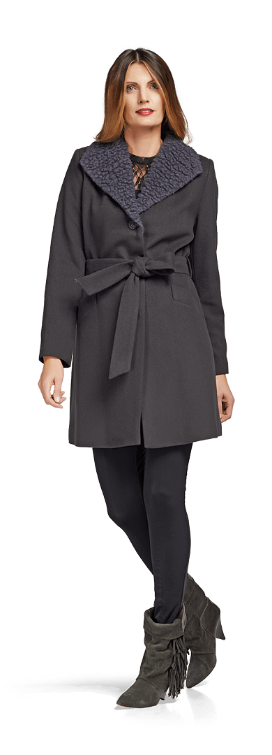 Вълнено палто с топла яка