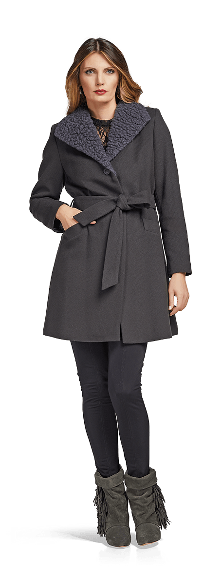 Вълнено палто с топла яка