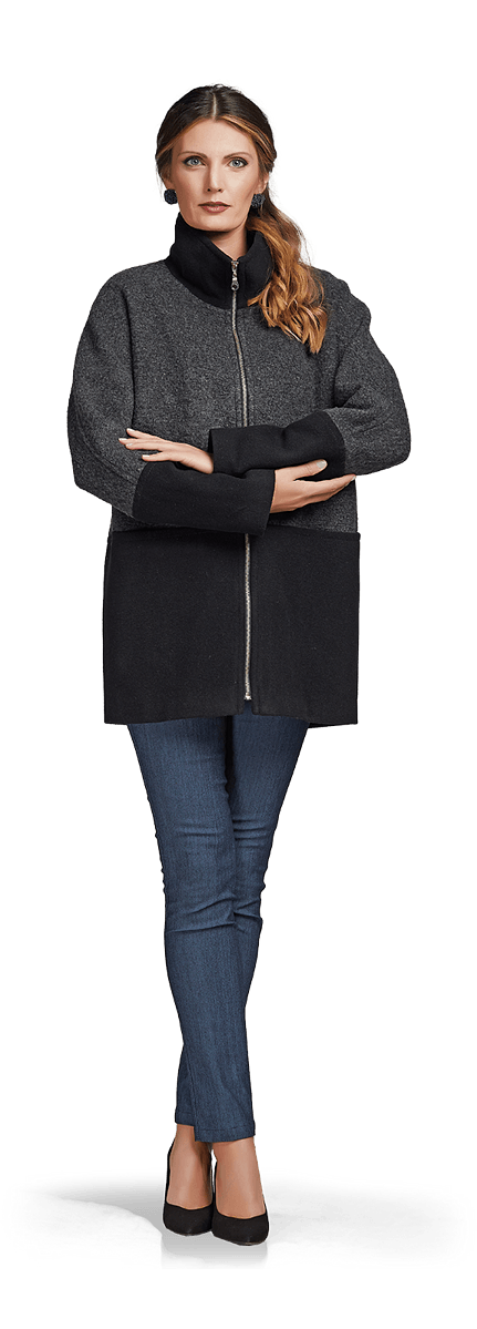 Вълнено палто с кимоно ръкав