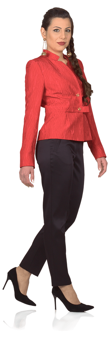 Дамско сако с ефектно закопчване и прав панталон