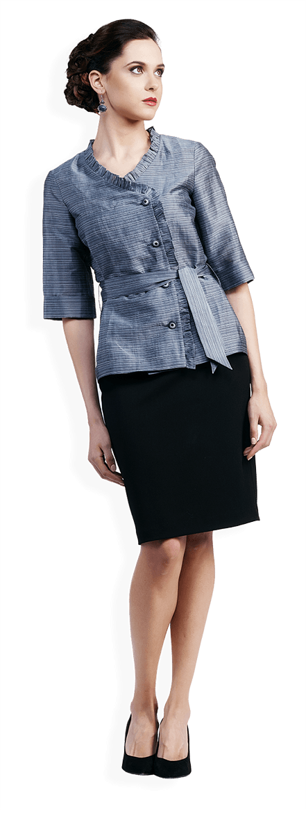 Асиметрична блуза и права пола