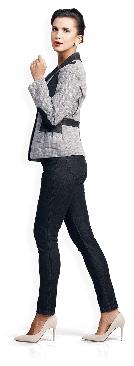 Карирано сако и дънков панталон