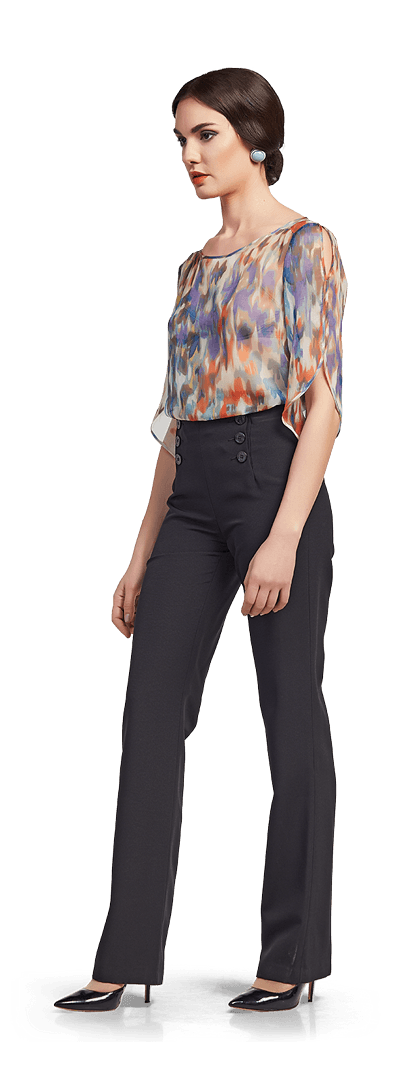 Копринена блуза и прав панталон