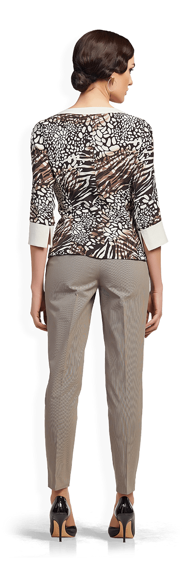 Сако с овално деколте и памучен раиран панталон