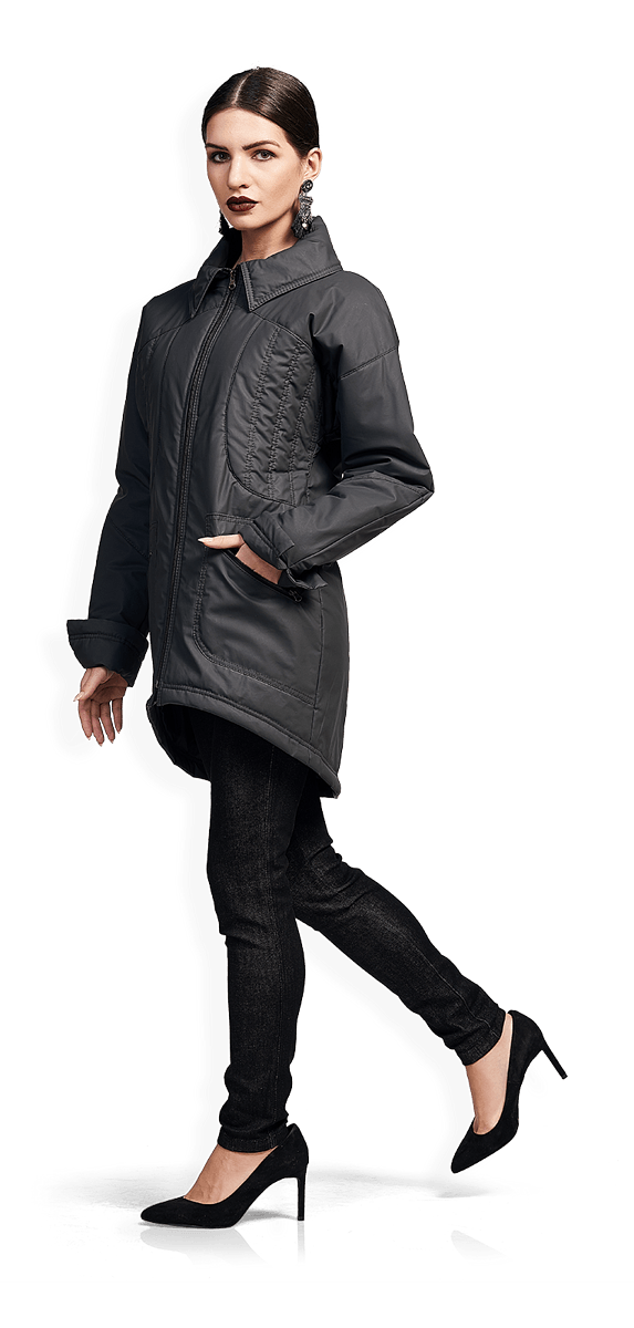 Зимно яке с реглан ръкав в тъмносиво