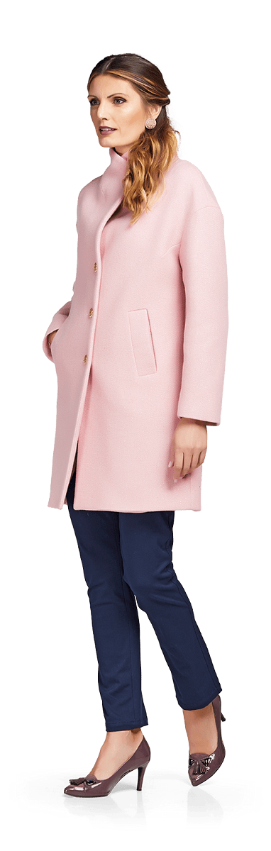 Вълнено палто в розово